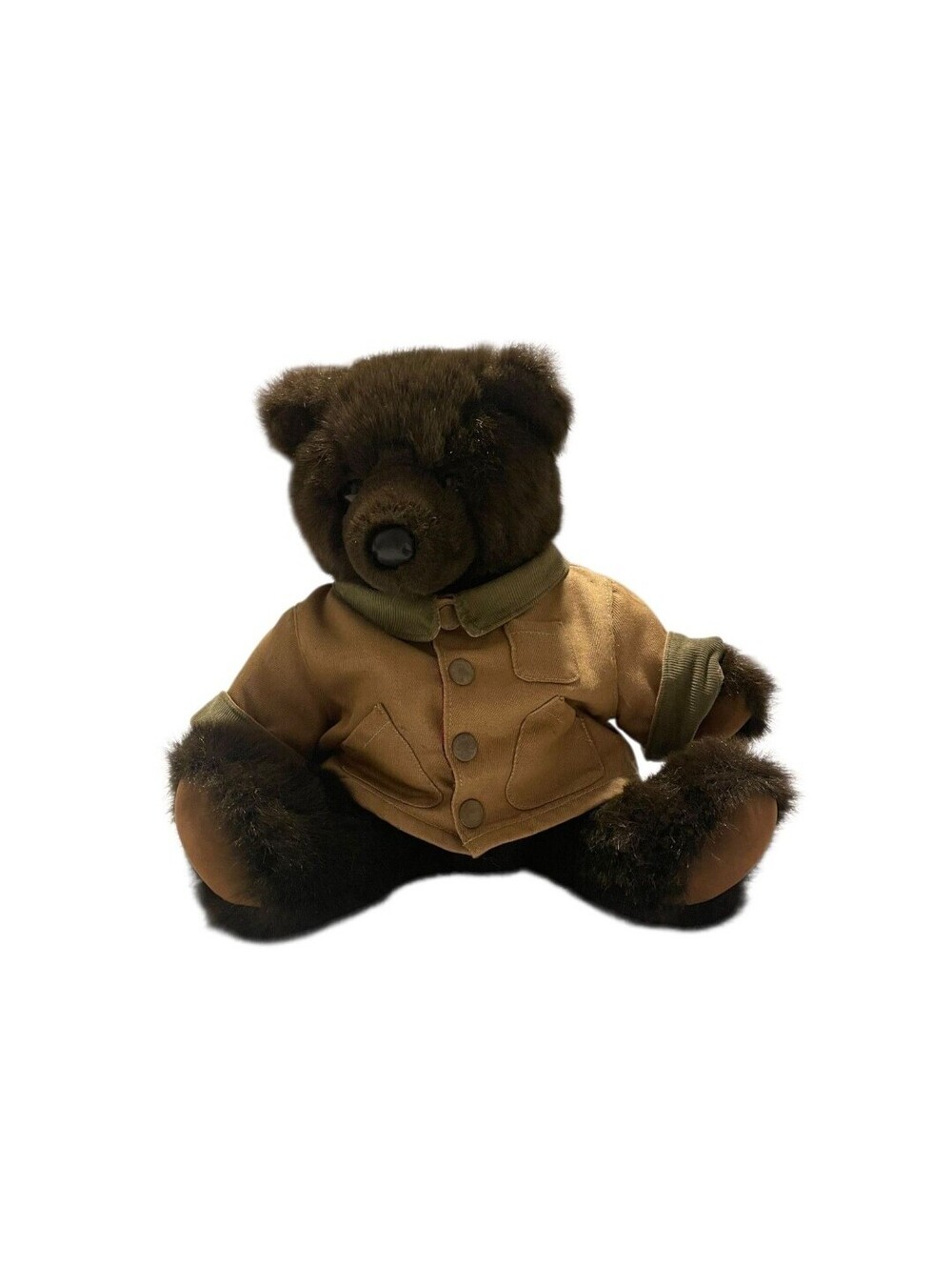 Vintage L.L.Bean 16" Plush Teddy Bear Barn Jacket Stuffed Animal Jointed